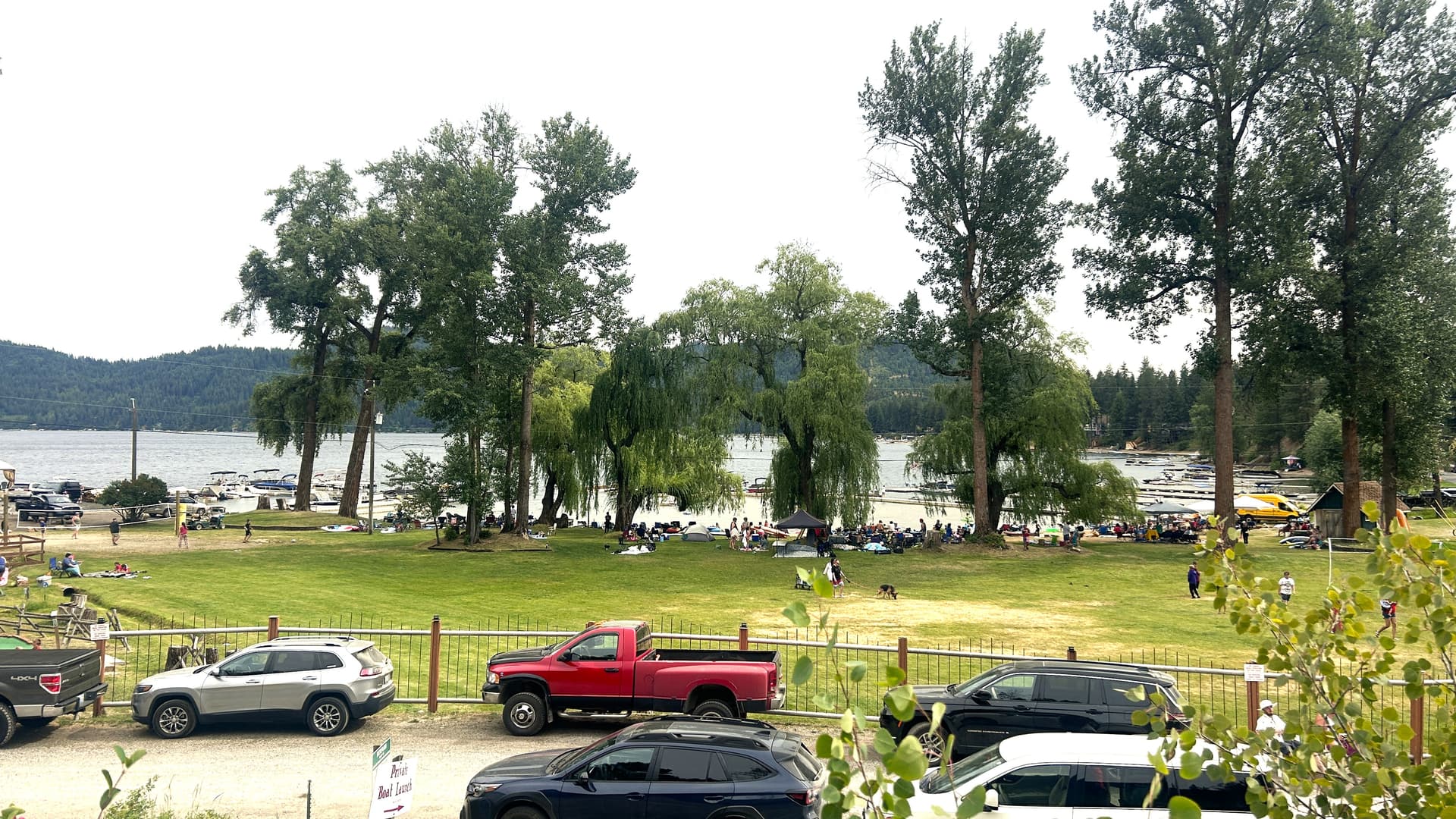 Lake lawn and marina view